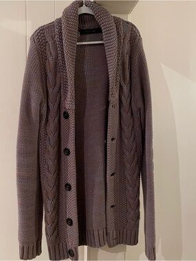 Topman Shawl Collar Cable Knit Cardigan - Mauve